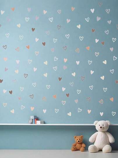 2张/套 波西米亚风爱心墙贴，粉彩爱心墙贴，DIY爱心贴纸，情人节适用，客厅窗户装饰自粘墙贴，防水可移除，贴纸，墙面装饰，乙烯基贴纸，家居装饰，春季装饰品，焕新家居，Rama装饰贴纸礼物，生日毕业，墙面装饰，贴纸，墙贴，房间装饰，家居装饰，壁纸