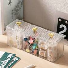 Acrylic Makeup Pad Swabs Holder Box, Makeup Sponge Toothpick Storage Box, Vanity Organizer - Clear - View 3