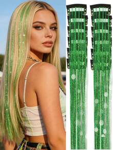 Extensiones de cabello sintético brillante, adecuadas para festivales de música y fiestas - Multicolor - Ver 3