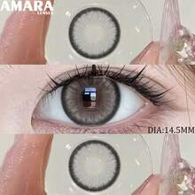 AMARA 1 Pair Grey-Blue Color Disposable Lens, 14.5mm Diameter, Suitable For Halloween Costumes - DIAMOND-gRAY - View 4