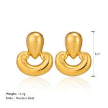 S SHOPBOHO 1 Pair High Quality Stainless Steel Teardrop & Heart Shaped Earrings, Everyday Wear Jewelry For Women - Gold - View 8