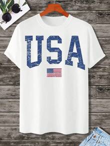 Usa American Flag T Shirt Patriotic Usa Design For Men And Women Casual Wear Independence Day Fourth Of July Celebration Graphic Tee - 白色 - 查看 2