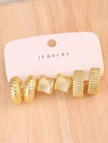 6-18pcs Gold Tone Fashion Earring Set, Stylish And Elegant, Suitable For Various Outfits - Gold - View 4