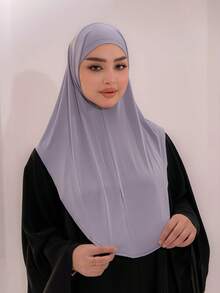 1 peça de hijab/turbante feminino com capuz, cor sólida, que cobre todo o rosto. Estilo clássico, simples, elegante e casual, inspirado no Oriente Médio, árabe, Dubai e Turquia, típico do Islã. Confeccionado em tecido macio, respirável, em mistura de algodão e seda modal. Possui aba longa e funciona como lenço de cabeça e turbante 2 em 1. Ideal para uso diário, festivais, encontros e cultos religiosos. - Multicolorido - Ver 5