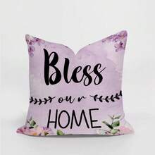 4pcs Purple Floral Pattern Throw Pillow Covers, Modern Polyester Flat Printing Multi-Size Home Decor Sofa Cushion Covers - Multicolor - View 6