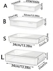 1 pieza Caja de archivo transparente tamaño A4 con asa, caja de almacenamiento de plástico PET, portador de tarjeta de identificación, contenedor de almacenamiento apilable portátil para papeles, revistas, fotos y documentos, caja de almacenamiento transparente adecuada para el hogar, la oficina y la escuela - transparente - Ver 2