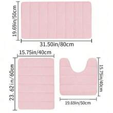 1pc/3pcs Simple Solid Color Soft Memory Foam Absorbent Non-Slip Floor Mat, High Rebound, Machine Washable, Anti-Slip Bathroom Mat Home Bathroom Decor Bath Rug Floor Carpet Outdoor Rug Door Mat Fall Decor Bathroom Accessories Back To School Entryway Decor - Baby Pink - View 2
