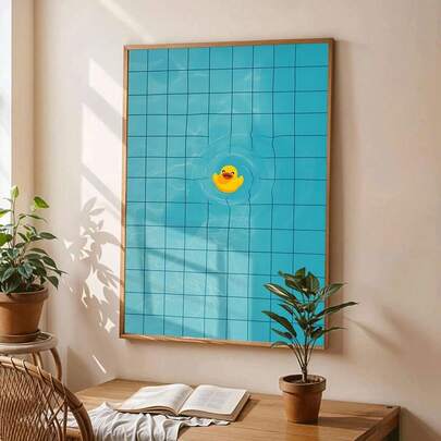 1pc Canvas Print Of Yellow Rubber Duck Art Poster, Modern Canvas Wall Art,Perfect For Decorating Bathrooms, Living Rooms, And Rooms. Room Decor,For Living Room, Bedroom, Office, Bar Wall Decor,Frameless