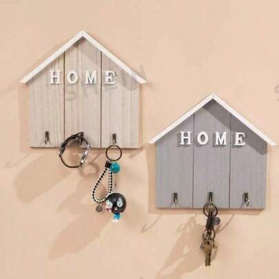 Nordic Style Wooden Wall Hooks, Creative Entryway Coat Rack, Home Wall-Mounted Key Storage Box