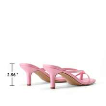 Women Summer New Arrival Kitten Low Heel Thong Slippers Fashion Square Open Toe Comfort Sandals For Party Casual Slides - 粉色 - 查看 5