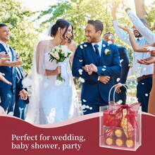 10个透明塑料礼品袋，带丝带，可爱设计，深受儿童喜爱，尺寸13*15*7厘米，便携防水可重复使用PVC纽扣礼品袋，适用于生日派对、购物、精品店、情人节、母亲节、教师节、结婚纪念日、婴儿派对等各种场合。 - 多色 - 查看 4