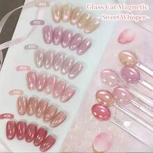 10ml Young Lady Cat Eye Gel Nail Polish, Pink Nude Tone, Brightening & Glossy Formula With High Density Silk Glass Beads, Suitable For Salon And DIY Home Manicure - Multicolor - View 3