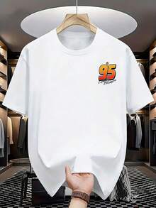 Disney "Cars" Racing-Inspired Cool Print T-Shirt | Men'S Casual Short-Sleeve, Crew Neck, Comfortable Fabric, Stylish Streetwear, Perfect For Daily Wear, Summer Season - trắng - Xem 2
