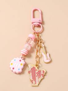 新款串珠饼干、吉他、小提琴、竖琴造型钥匙扣、包包挂饰 - 彩色 - 查看 6