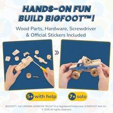 DIY Bigfoot 1 Monster Truck Wooden Kit W/Stickers Small 5 - Officially Licensed Building Kit - Wood Building Kits For Stem Toys For Ages 5-8 Years - Arts Crafts Kits For - As Pic - View 4