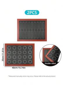 2pcs 30X40cm Silicone Grill Mat, Reusable Baking Tray For Cookie, Macarons, Bread And Pastry, Breathable Cake Tray Mat, Non-Stick Barbecue Mats, Oven Microwave Liners, High Temperature Baking Kitchen Tools - View 10