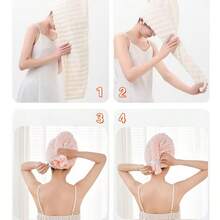1 buc prosop de păr super gros și absorbant din fleece coral, prosop minimalist de culoare solidă pentru casă, potrivit pentru părul lung și scurt, foarte absorbant - Multicolor - Vizualizare 7