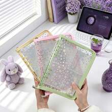 1pc A5 Laser Star Shaped Zipper Binder, PVC Material, Can Be Used As File Folder, Stamp Book, Sticker Book, Pencil Case, Also Can Be Used As Photo Album, Savings Plan Book, Diary, File Organizer, Budget Binder, Planner Insert - Multicolor - View 6
