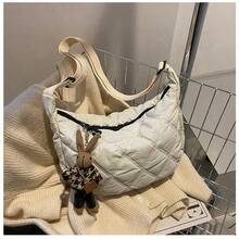 Sac à épaule brodé pour femmes, sac à main de grande capacité, sac à bandoulière - Blanc - Voir 1