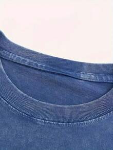 230G Washed Pure Cotton T - Shirt, Landmark - Themed Style, With Dark 'ASTRO DOME 'The Eighth Wonder Of The World' Houston,Texas Est. 1965' Text And Dome - Building Pattern Print, Outdoor Sports T - Shirt Y2K Soft Knitted T - Shirt Fall Clothes For Women Halloween - 藍色 - 查看 2