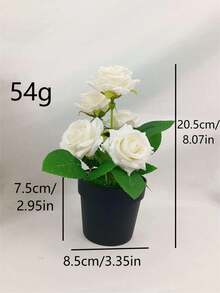1 cây hoa hồng nhân tạo màu xanh lá cây, cao 20,5cm, hình hoa hồng 5 bông, màu đen, trồng trong chậu, dùng trang trí bàn trong nhà, bàn cà phê, tủ văn phòng. - Nhiều màu - Xem 4