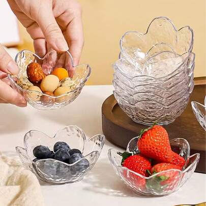 2/4/6/10pcs Set Mini Cherry Blossom Sauce Plate Set, Pink Cherry Flower Crystal Plastic Appetizer Plate, Dipping Bowl, Tasting Plate, Serving Plate, Seasoning Dish, Small Bowl, Ice Cream Snack Soy Sauce Condiment Plate