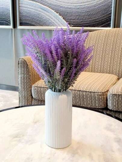 1pc Ceramic-Look Plastic Composite Vase - Anti-Drop Vase, Modern Minimalist Striped Plastic Vase, Roman Decorative Vase, Minimalist Desktop Vase, Home Decor Ornament, Suitable For Wedding/Party Table Centerpiece, Dried Flowers, Fresh Flowers Such As Lily, Tulip, Sunflower, Rose, Daisy, Artificial Flowers, Dried Roses, Reeds, Carnations, Daisies, Roses, Branches, Palm Leaves, Bamboo Branches, Dried Flower Bouquets, Gypsophila, Limonium