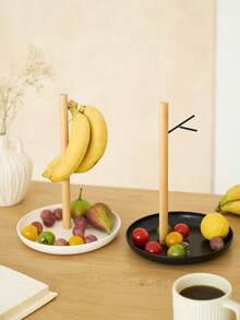 Modern White And Natural Wood ABS Fruit Basket Rack With Hanging Banana Holder - Multi-Tier Kitchen Storage Rack, Space-Saving Vertical Organizer For Living Room, Dining Room, Tabletop - Fruit-Shaped Design, Rounded Corner Decorative Fruit Display Rack, Ideal For Small Spaces (Easy Assembly) - Stylish And Practical, Can Store Bananas, Apples, Oranges And Other Fruits - Minimalist Decor - Multicolor - View 4