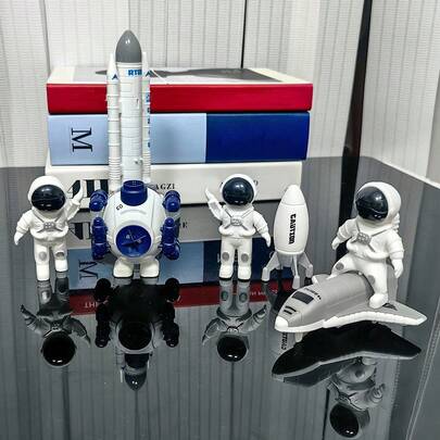 Modelo de juguete de nave espacial de astronauta para niños, modelo de plataforma de lanzamiento de cohete y estación espacial, avión de carga espacial, colección de modelos para niños como regalo de cumpleaños/Halloween/Navidad