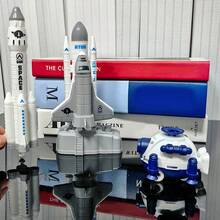 Juego de vehículo espacial cohete aeroespacial, un conjunto de modelos de juguete interesante y divertido para que los niños aprendan a través del juego - Negro - Ver 8