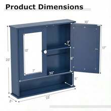 Medicine Cabinet Wit Mirror  Mounted Wooden Anging Organizer Wit Doors And Ses   Mirror Cabinet Mirror Doors Blue - 藍色 - 查看 3