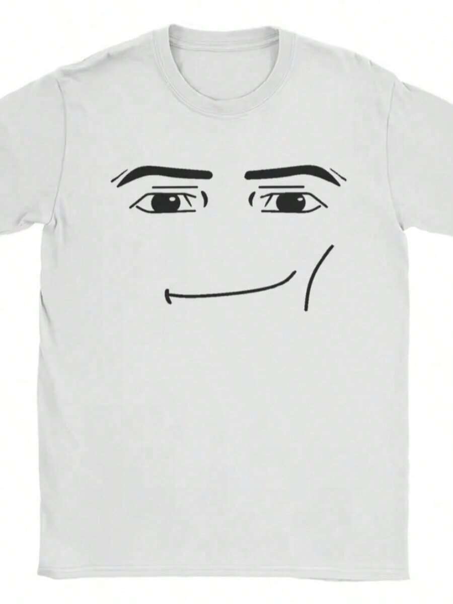Anime Robot Robloxs Face T-Shirts, Funny Shirt ,Graphic Tees ,Crew Neck Short Sleeve T Shirts ,Women Clothing ,Harajuku T Shirts, Tee ,Summer Tops - 白色 - 查看 1