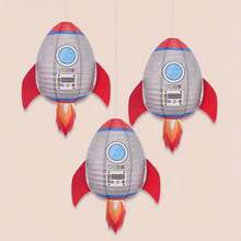 Rocket-Shaped Paper Lanterns, Space Theme Hanging Party Decorations, Easy DIY Ceiling Hanging Decor, Suitable For Birthday, Baby Shower, Holiday Party Supplies - View 6