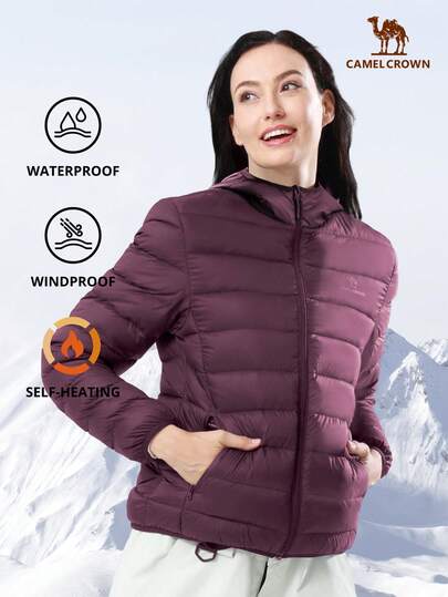 CAMEL CROWN Women's Packable Down Jacket, Ultra-Light Warm Waterproof Coat