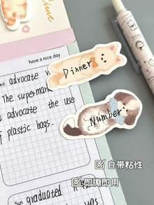 1pc Cute Cat & Dog Shaped Memo Pad, Aesthetic Cartoon Index Stickers, Student Message Categorizing Sticky Notes - Multicolor - View 3