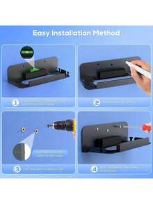 Giá treo tường bằng kim loại cho Switch 2 (phiên bản 2025) - Bộ giá đỡ lưu trữ với 5 khe cắm thẻ game và 4 giá đỡ tay cầm, màu đen carbon, phụ kiện Switch 2 gắn phía sau TV. - màu đen - Xem 7