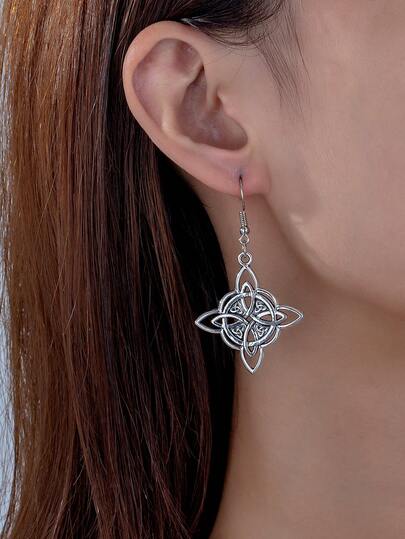1 Pair Vintage Hollow Celtic Knot Earrings, Suitable For Women's Daily, Party And Holiday Wear