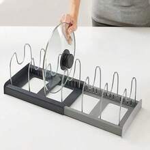 1pc Expandable Drawer Organizer Rack, Kitchen Pot Lid Holder, Adjustable Bakeware Rack, Space Saving Cookware Storage Solution - View 6