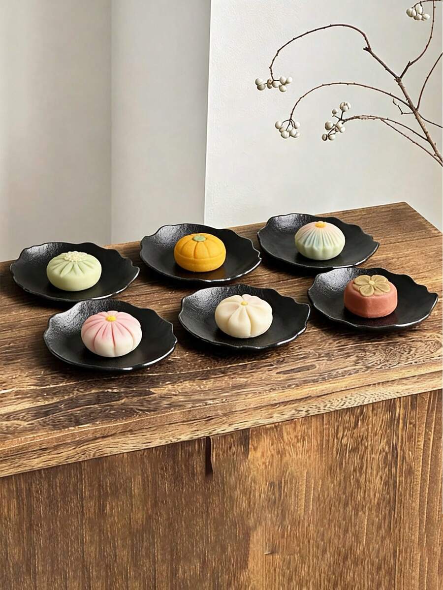 4件/6件套优雅甜点盘，早餐糕点托盘，塑料防裂蛋糕架，时尚大理石纹理甜点盘，适用于下午茶、早餐、甜点 - 查看 1