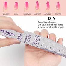 Bộ 5/10 dũa móng tay hình lưỡi liềm, dũa móng tay hai mặt chuyên nghiệp kèm thước đo độ dài móng, dụng cụ mài móng đơn giản, phù hợp cho các tiệm làm móng. - Nhiều màu - Xem 3