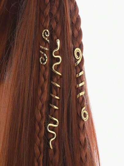 6pcs Gold Snake-Shaped Hair Accessories, Suitable For Braids, Dreadlocks And Other Hairstyles, Retro Twist Hair Clips With U-Shaped Hairpins, Suitable For Daily Wear, Girls Hair Accessories