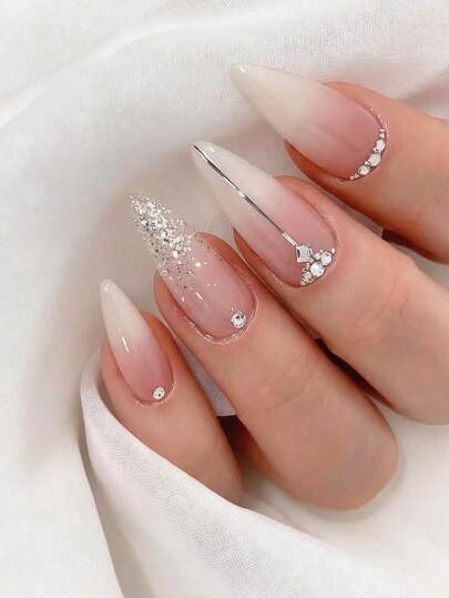 Bộ 24 móng tay giả kiểu dáng tối giản mùa hè Ins hình hạnh nhân, phủ toàn bộ móng, kèm 1 bộ dụng cụ làm móng, phù hợp cho nữ giới, thích hợp cho các bữa tiệc, khiêu vũ và sử dụng hàng ngày.