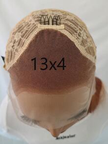 13x4英寸合成蕾丝前假发，直发，透明蕾丝，预拔发际线，耐热纤维，女士款 - 粉色、脏橙色、棕色 - 彩色 - 查看 10