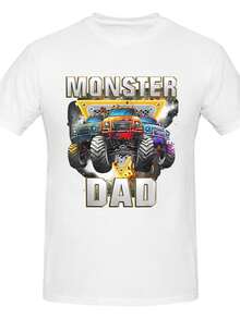 Monster Truck Are My Jam Monster Truck Men's Casual Short-Sleeve T-Shirt - Regular Fit, Cotton, Micro-Stretch Knit For Daily Wear - White - View 4