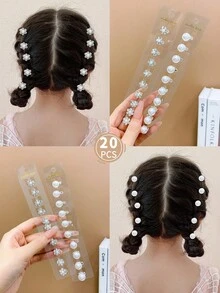 20pcs Girls' Cute White Flower Hair Snap Clip - White - View 10