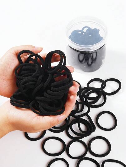 10pcs/50pcs Black Hair Scrunchies, Minimalist High Elasticity Hair Ties, Suitable For Daily, Outdoor, Casual, Sports, Gifts, Damage-Free For Thick Hair, Seamless Hair Bands, Ponytail Accessories