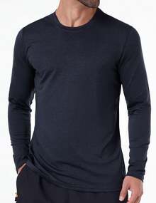 Paquete de 6 camisas de manga larga para hombre de secado rápido, UPF 50+, protección solar UV, protección solar, playera que absorbe la humedad, para entrenamiento casual - Negro - Ver 8