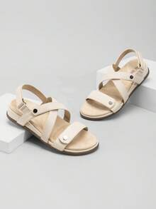 Rihero Women's Comfortable Orthopedic Arch Support Sandals Summer Casual Open Toe Walking Flat Sandals With Adjustable Strap - Nude - View 2