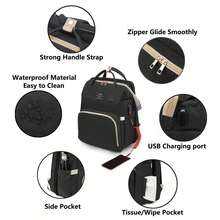 Ba By Diaper Bags With Changing Station, Waterproof Diaper Bag Backpack For Moms Dads, Ba By Shower Gifts, Large Capacity Diaper Backpack - 黑色 - 查看 3
