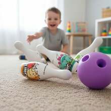 Casaisla Home Collection Boliche para Niños Diseño Dinos 10 Bolos y 2 Pelotas (+3 Años) Para Desarrollo Mano-Cerebro, Pensamiento Lógico e Interacción Padre-Hijo - Multicolor - Ver 2